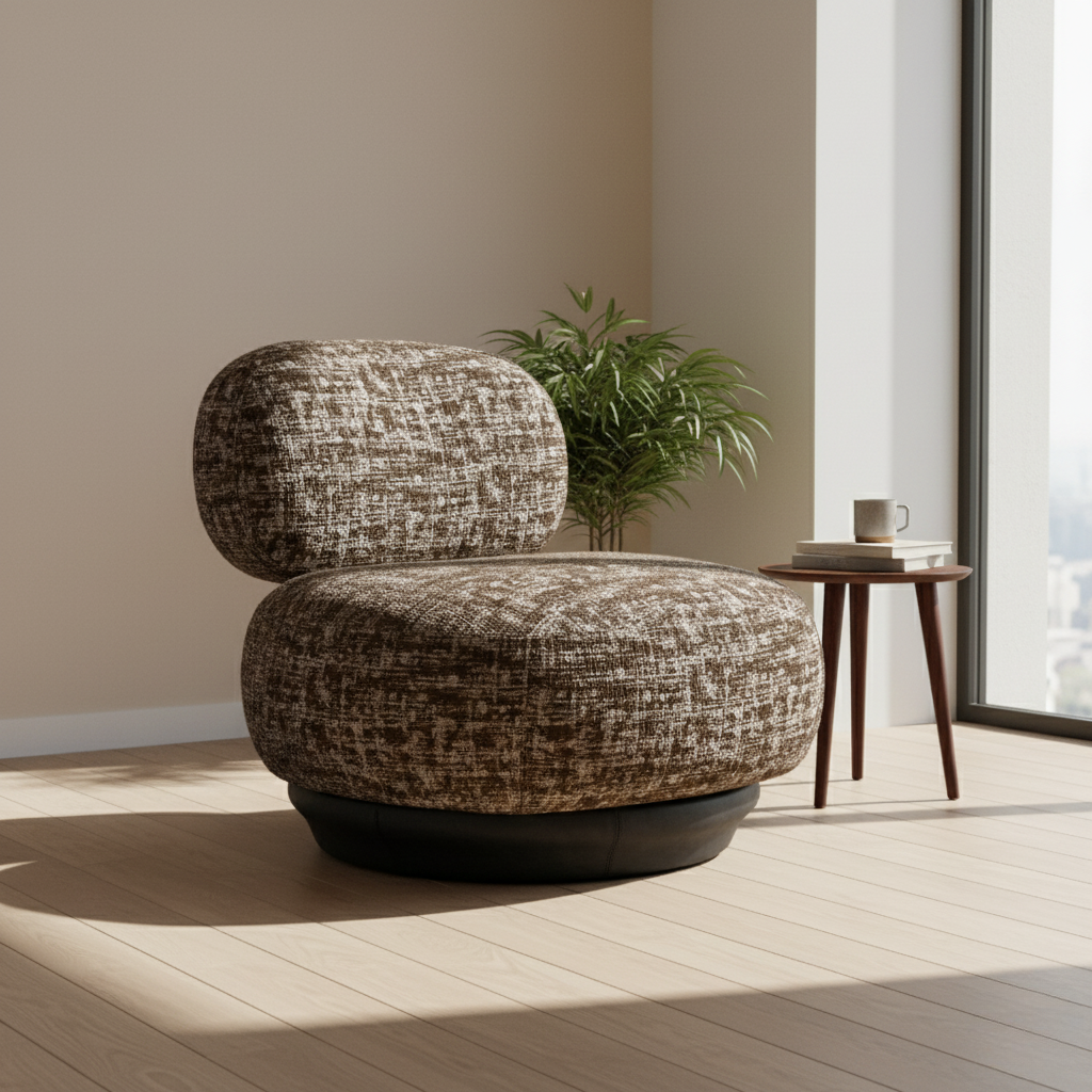 175c7246-75fc-4b19-b34a-937c1cd3754b.png Muffa Lounge Chair Brown – Luxury & Sculptural Elegance - Image 4