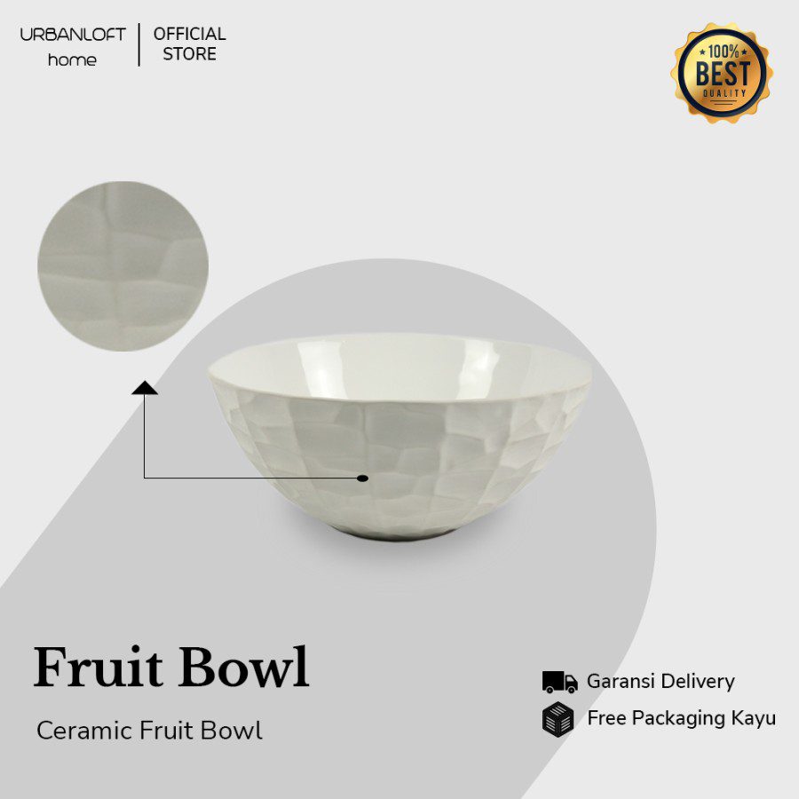 29477bfc-7d1f-479f-b97f-2267e5abae12.jpg Dekorasi Meja Urbanloft Home Hellen Fruit Bowl Ceramic Medium White - Image 4