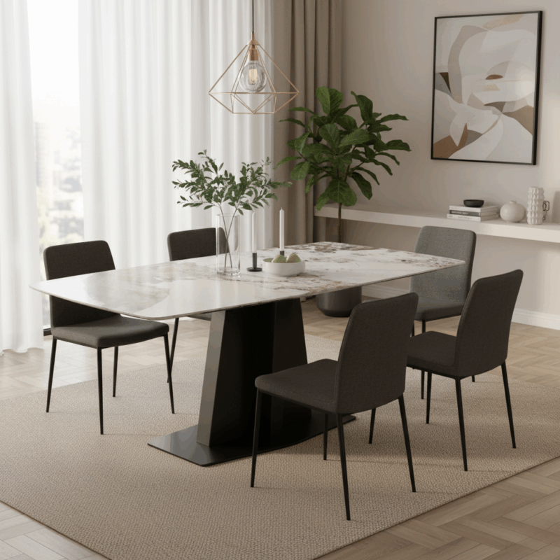 Stratix Dining Table – Kemewahan Abadi & Kekuatan Modern. 