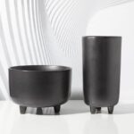 Brees Ceramic Matte Vase Black - Wide - Image 2