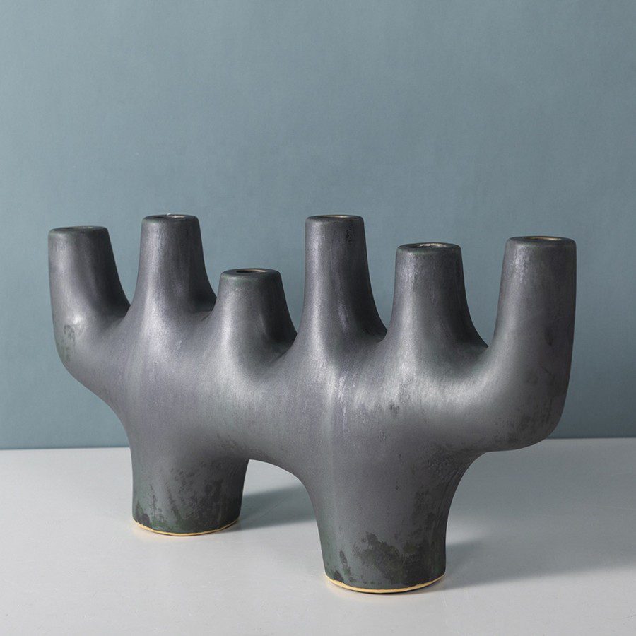 5781d51b-58f7-4595-9491-c80f16b16ddb.jpg Balboa Small Black Ceramic Candle Holder - Image 2