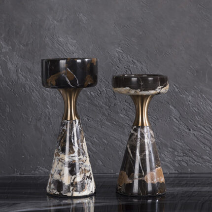 Ninette Black Wadah Lilin – Keanggunan Marmer