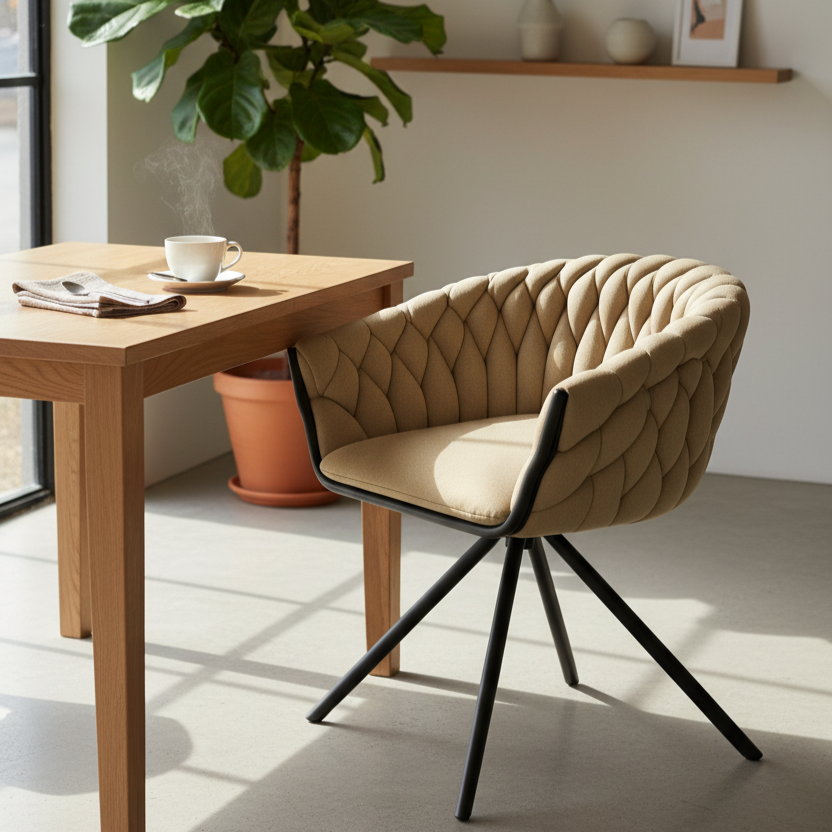 Harke B Dining Chair - Luxurious Swivel Fabric Comfort Seat