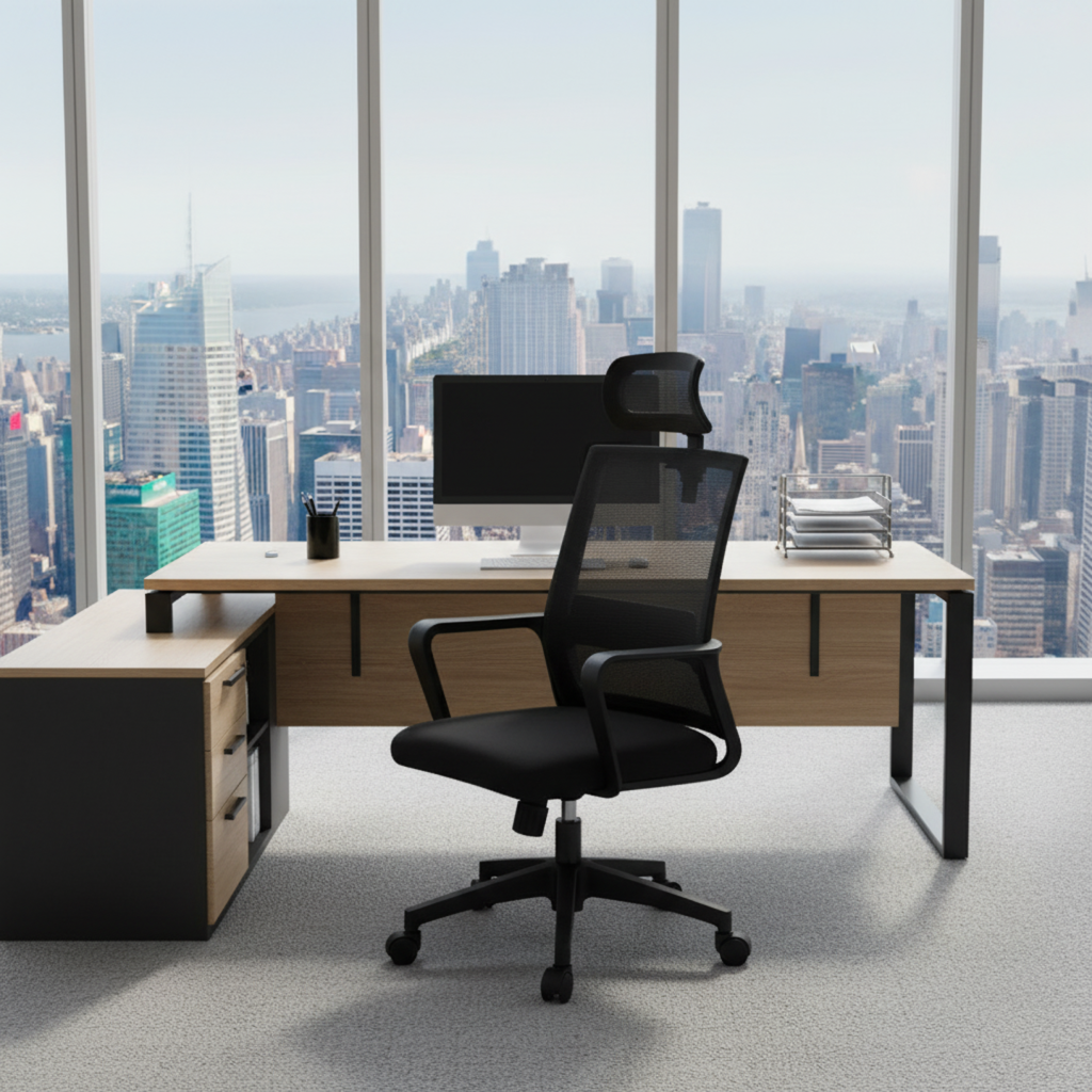 STRYV-OFFICE-CHAIR-E5US-123A-B.png Stryv Headrest Office Chair – Ergonomic & Premium Support - Image 2