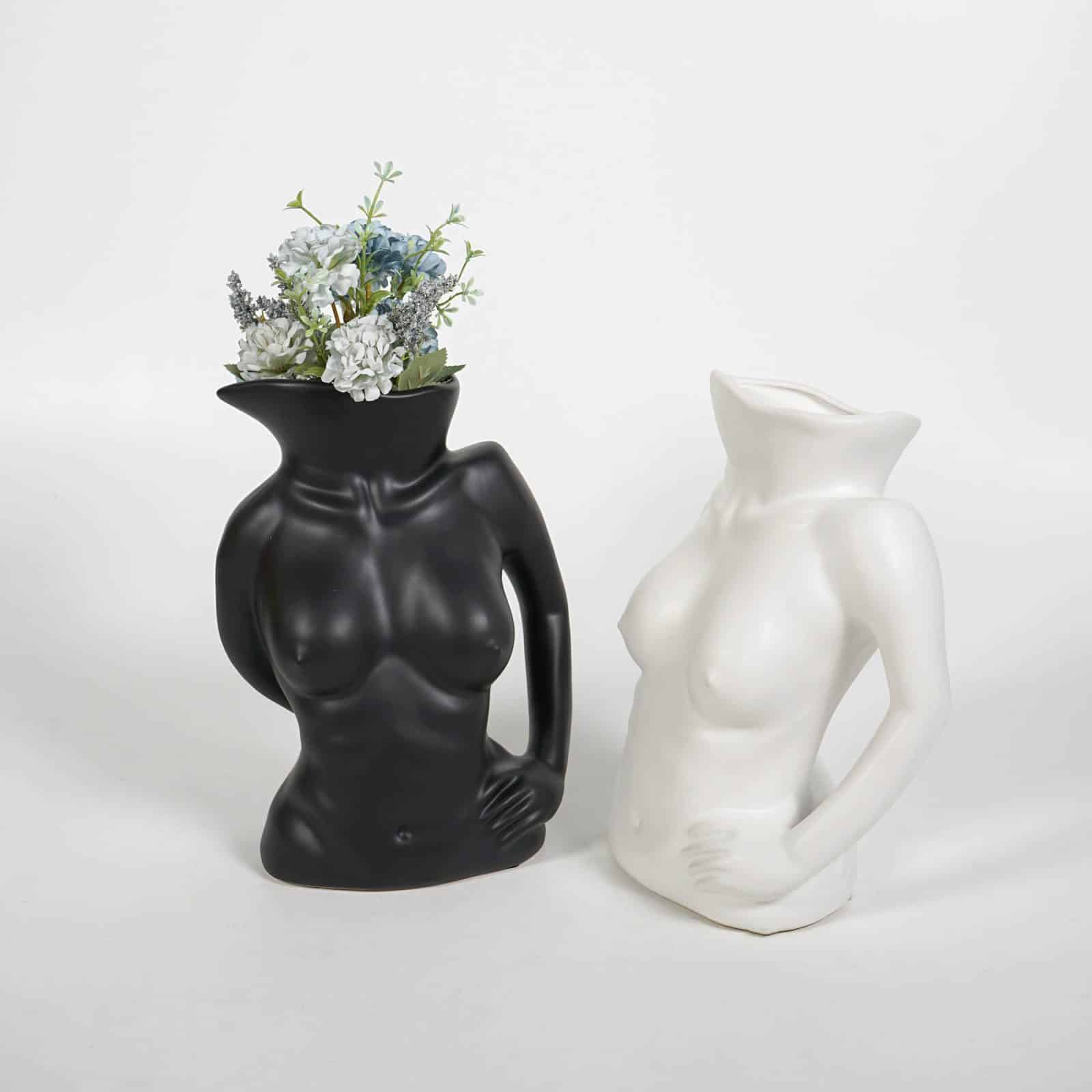 TAILLE-BLACK-_-WHITE-SET-CERAMIC-VASE-MULTIPLE-SKU.jpg Taille Ceramic Vase Decoration - Image 1