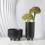 Brees Ceramic Matte Vase Black - Wide