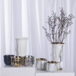 Vier Tall White Ceramic Vas Bunga Dekorasi - Image 4