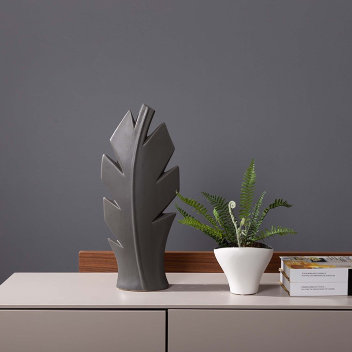 ef899227a926355d2213db86f9e06a8f.jpg.jpg Urbanloft Home Ravenna Ceramic Vase Decoration - Charcoal Small - Image 1