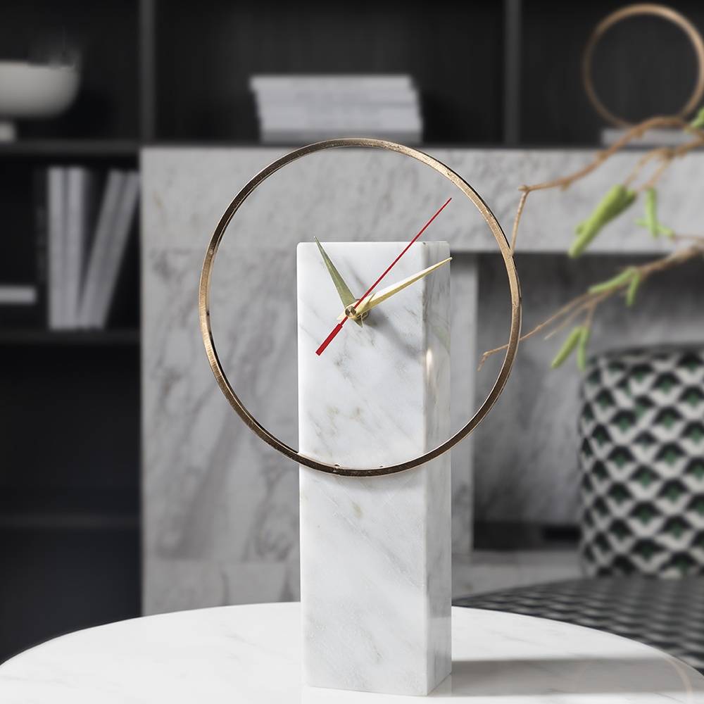 rug-1654483326096-0.jpeg.jpg Urbanloft Home Veva Clock Marble Decoration - White - Image 2