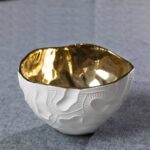 Urbanloft Home Genero Ceramic Bowl Decoration - White Gold - Image 2