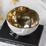 Urbanloft Home Genero Ceramic Bowl Decoration - White Gold - Image 4