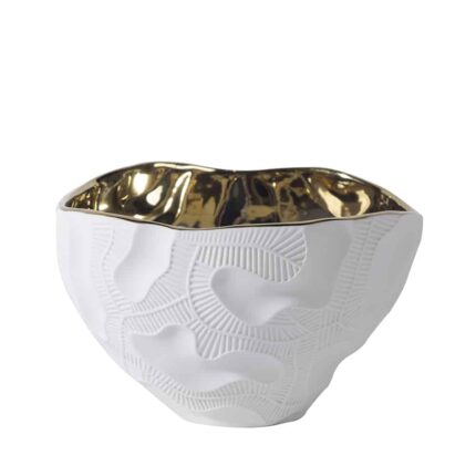 Urbanloft Home Genero Ceramic Bowl Decoration - White Gold
