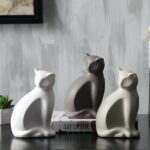 Urbanloft Home Katze Ceramic Statue Decoration - Charcoal - Image 3