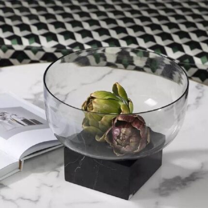 Rubens Wide Glass And Marble Decoration - Black