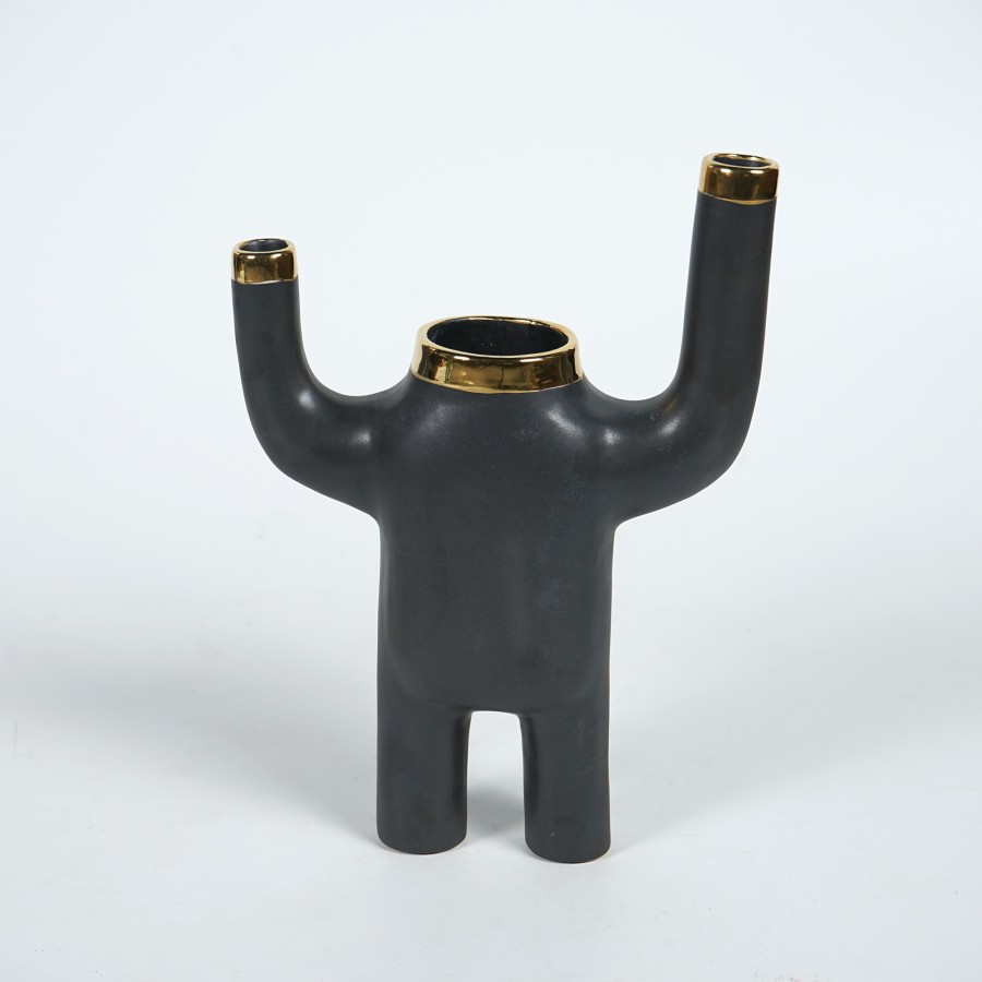 rug-1670406180192-27.jpeg.jpg Urbanloft Home Kind Ceramic Vase Decoration - Black - Image 1