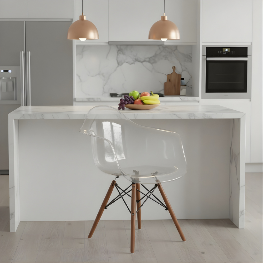 ModX Clear Armrest Wood Leg Dining Chair - Modern Comfort