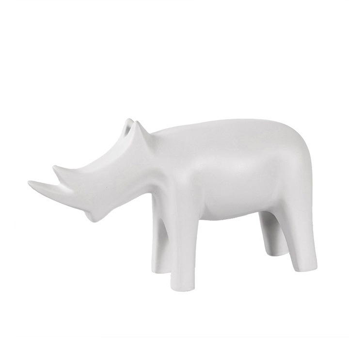 C30302W Rhino Patung Keramik – Dekorasi Rumah yang Mengagumkan