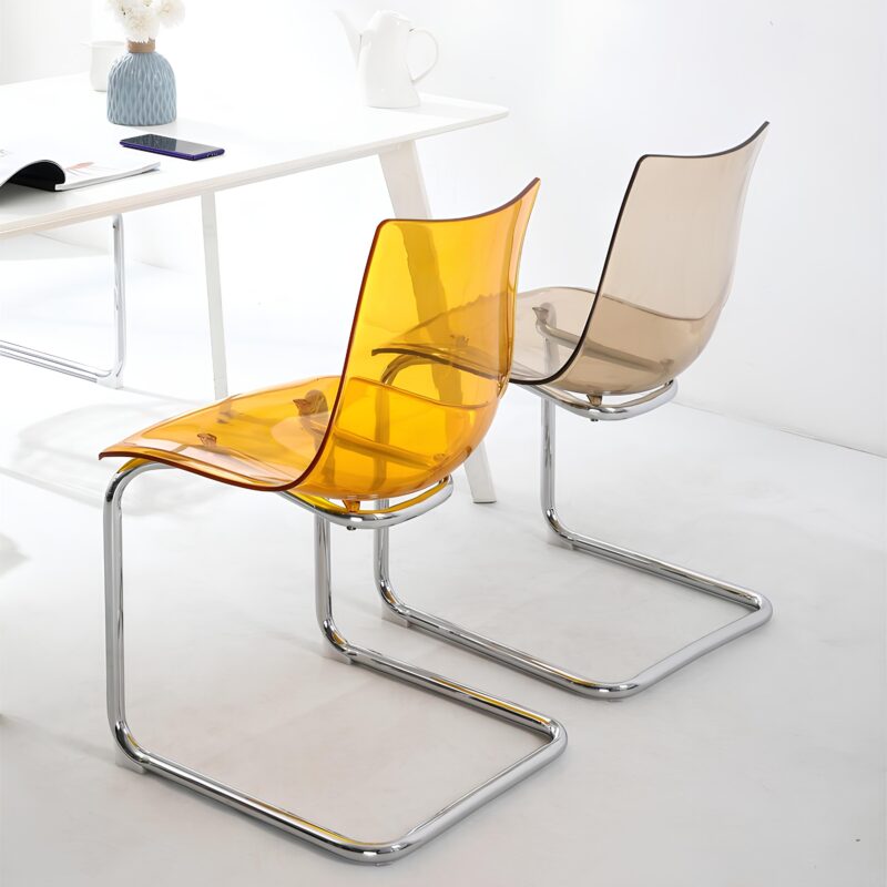 Aureta Clear Float Dining Chair – Amber Transparansi Elegan