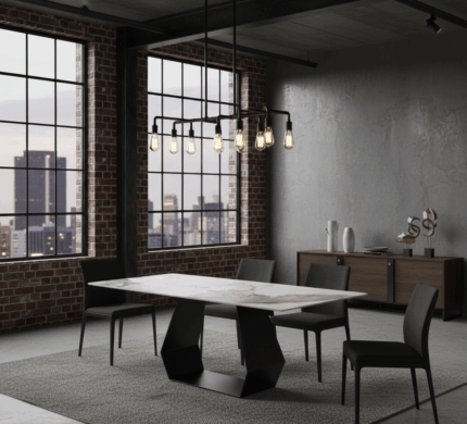 Hexaform Dining Table – Kemewahan yang Berani Gaya Abadi.
