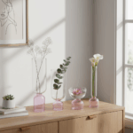 Rose Vas Kaca – Dekorasi Kaca Rose Pink untuk Interior Mewah - Gambar 3